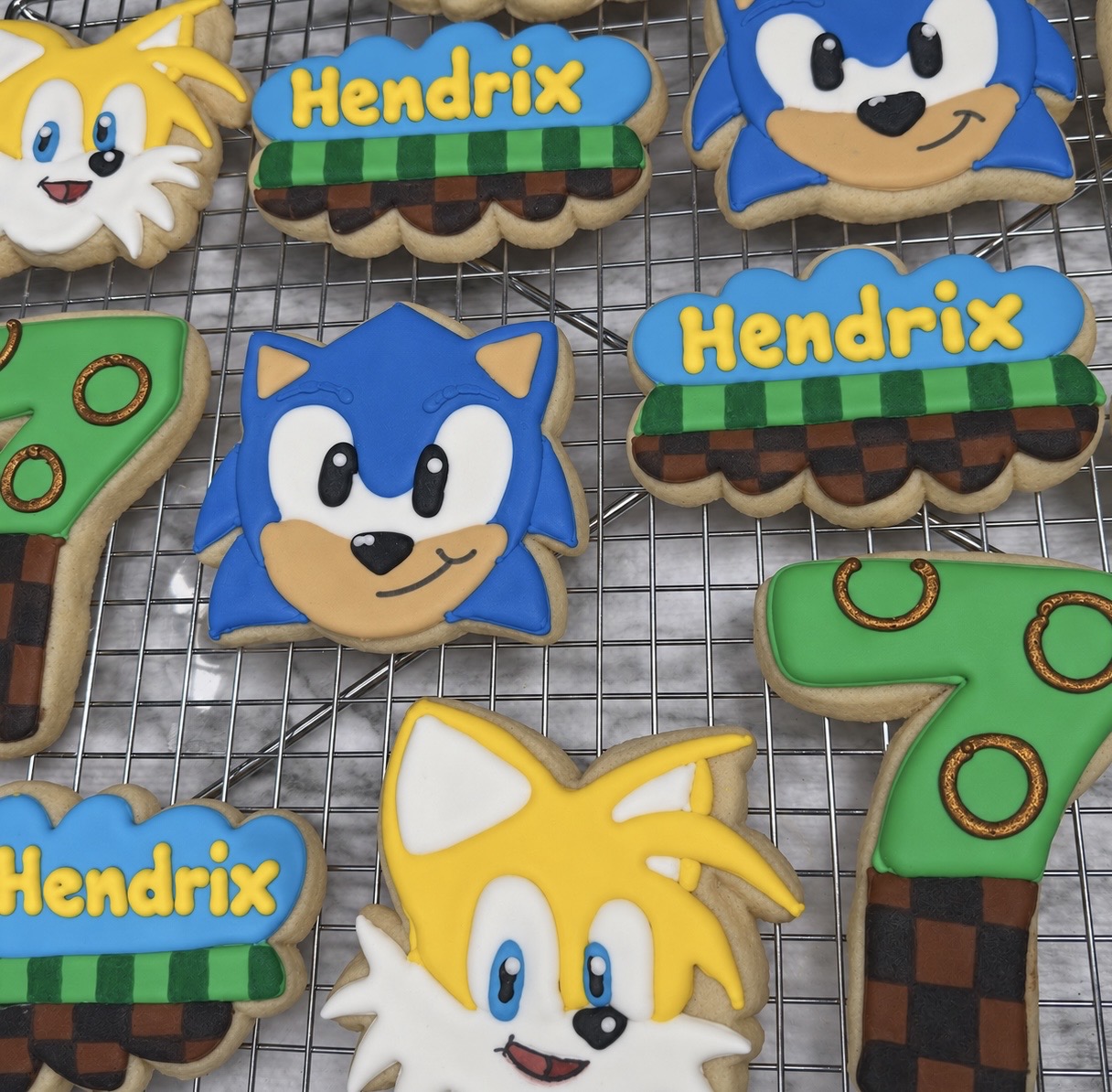 Sonic and Tails birthday cookies